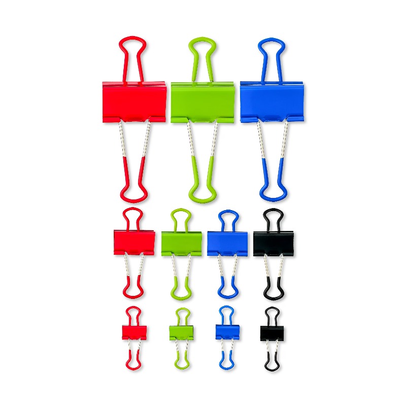 Binder Clip Assorted - Clips de reliure à pince, couleurs