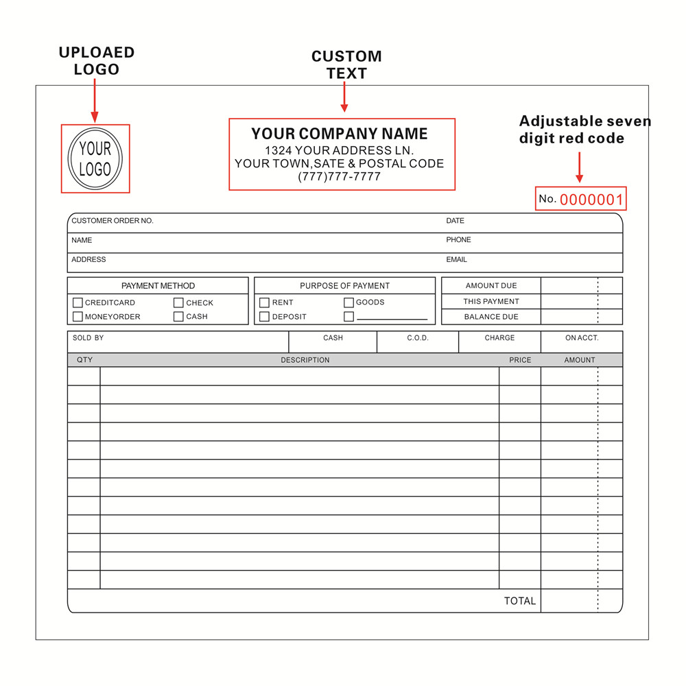 Carbon Copy Book - Deux carnets de factures personnalisables avec