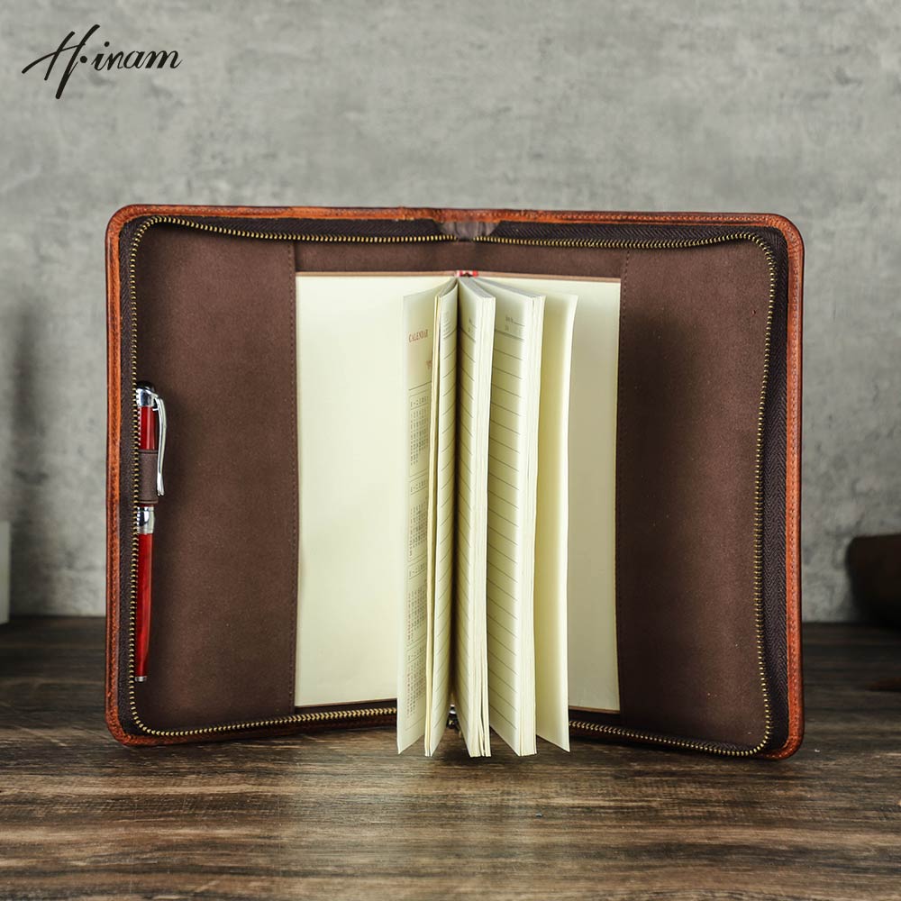 Journal Leather Hardcover - Pochette rétro en cuir véritable avec