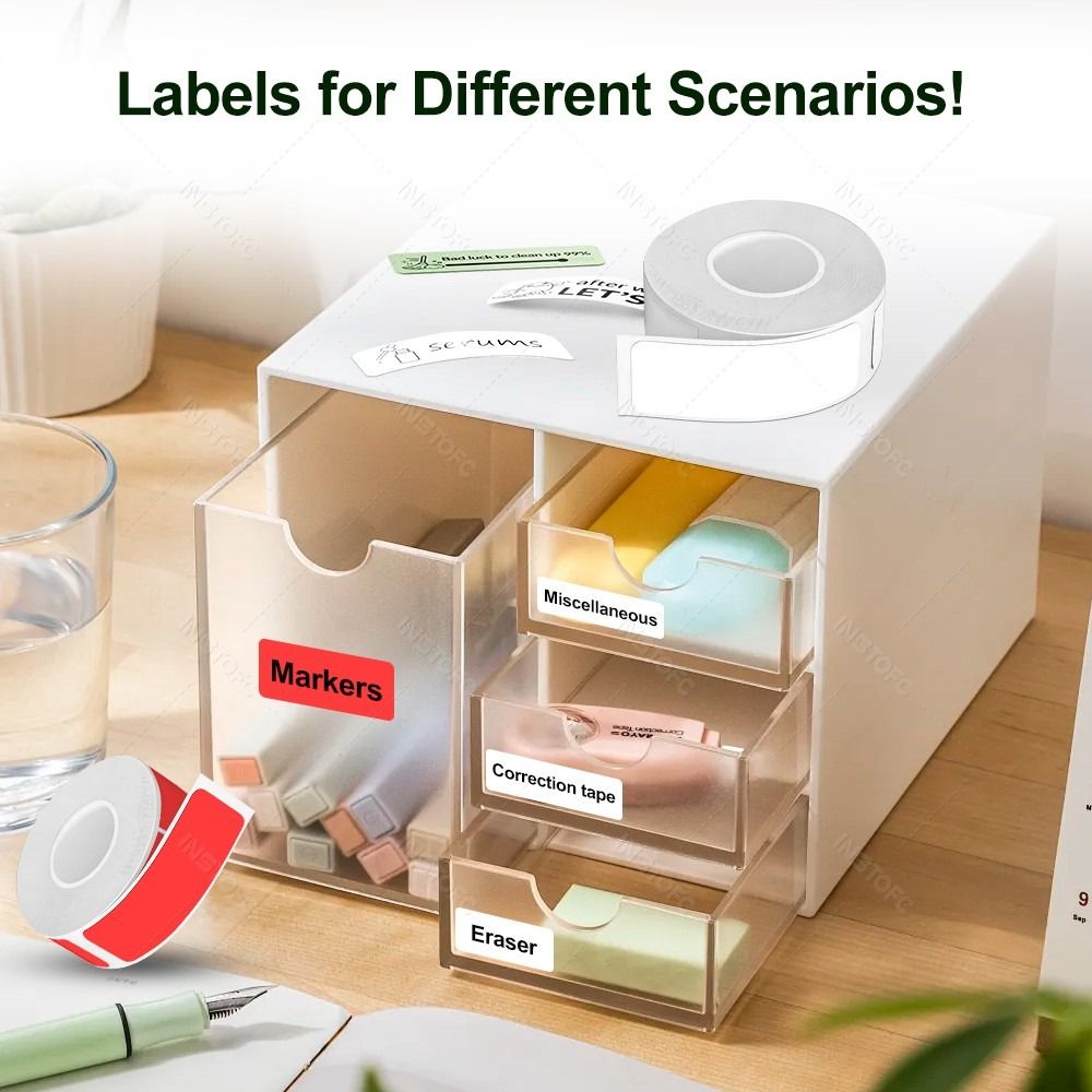 Label Printer Tape - Papier pour étiqueteuse adhésive colorée, 12mm