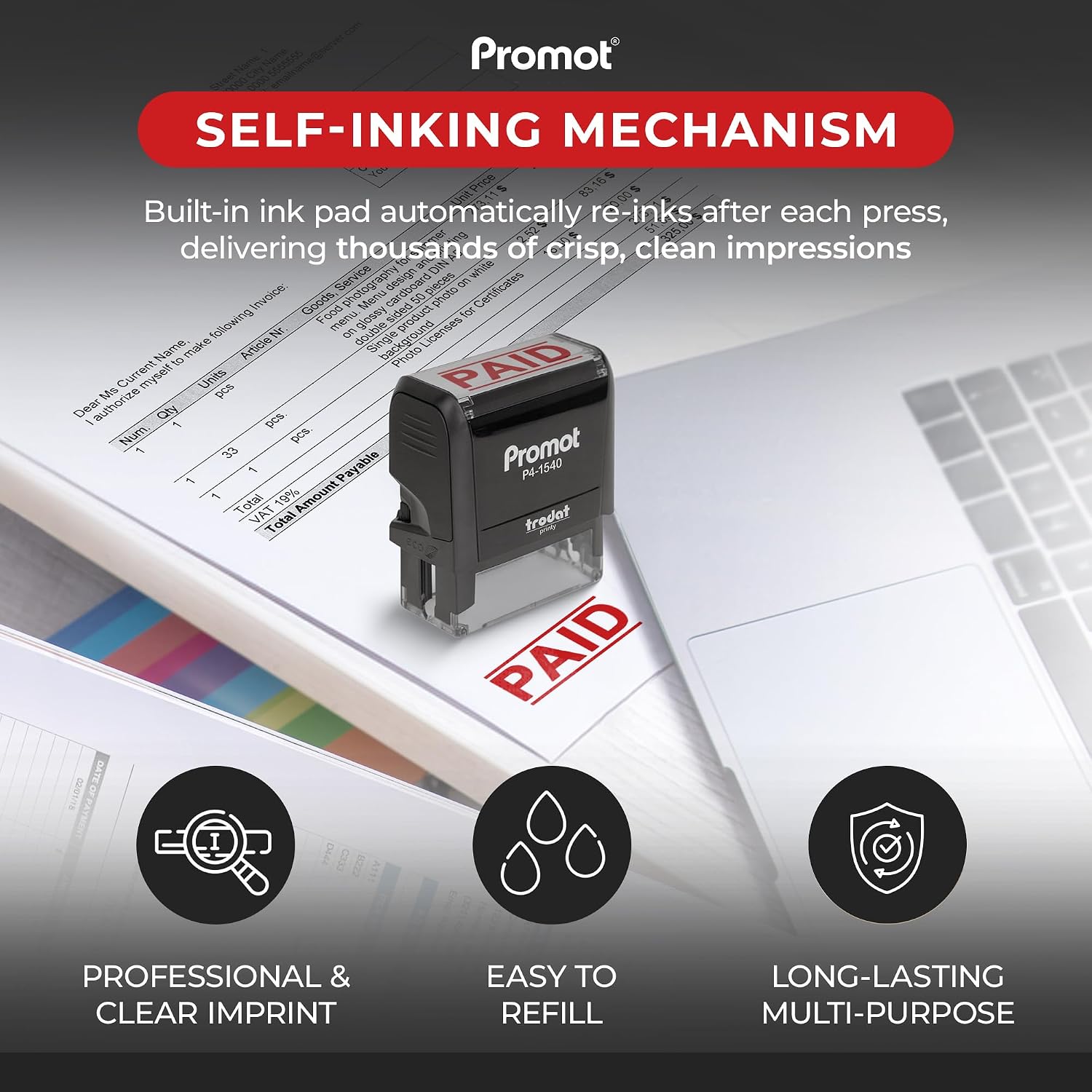 Tampon auto-encreur rechargeab - Self Inking Stamp avis et prix