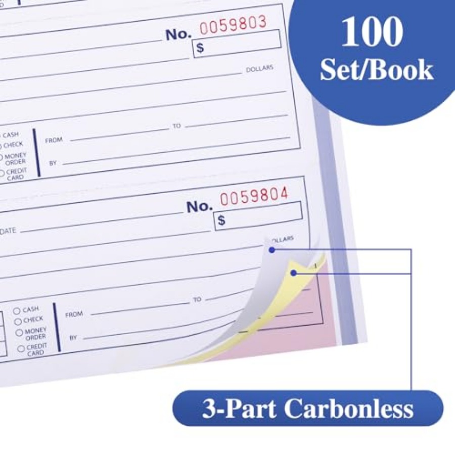 Lot de 2 carnets de reçus avec - Carbon Copy Book avis et prix